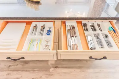 a drawer filled with lots of different types of tools at Heart of Hollywood Villa in Hollywood