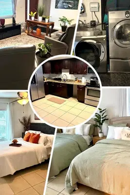 a collage of images of a bedroom with two beds at Exclusive suites in Fort Lauderdale