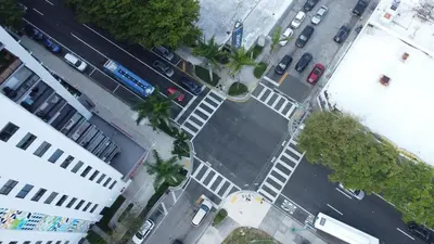 an aerial view of a city street with cars at Villa Habana in Miami