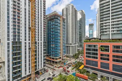 an overhead view of a city with tall buildings at Premium High-Rise Living at 501 First - Downtown Miami in Miami