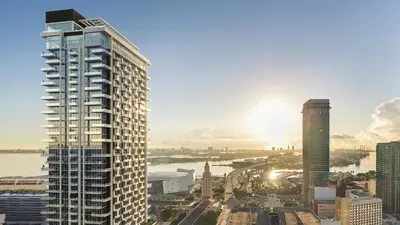 a rendering of a tall building in a city at Crosby Miami WTC 1BR 1BA Central Stay #1405 in Miami