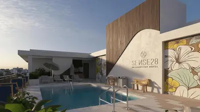 a rendering of a hotel with a swimming pool at Sleeps 18 3 Suites in New Luxury Hotel w Rooftop Pool Sense28 by AvantStay in Miami