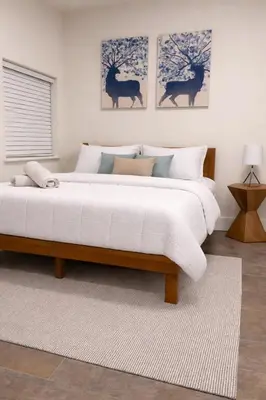a bedroom with a large bed and two pictures of horses at Lisboa Shores in Miami