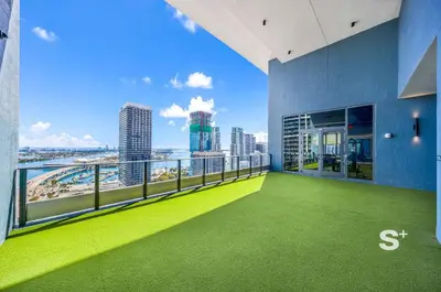 a balcony with a view of the city at Downtown Miami Cozy Retreat with Views in Miami