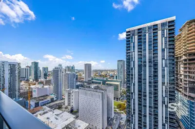 an aerial view of a city with tall buildings at Downtown Miami Cozy 1BR with Views in Miami