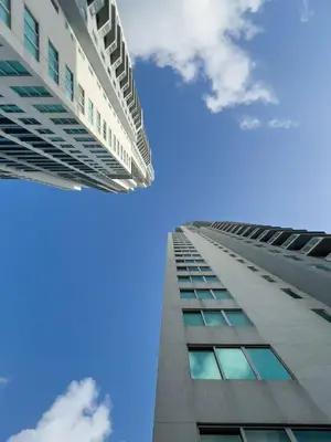 a tall building looking up at the sky at The Vizcayne Vibe- Sauna Pool and Sundeck in Miami