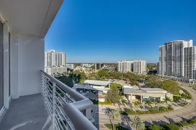 a balcony with a view of a city at Elegant Condo with Stunning Views in Dtwn Hollywood in Hollywood