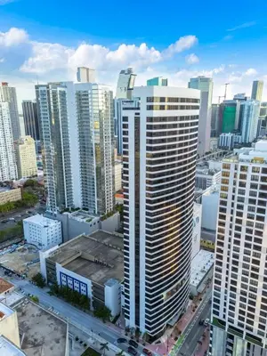 an aerial view of a city with tall buildings at Miami Skyline 1BR Sleeps 4 with Elite Amenities in Miami
