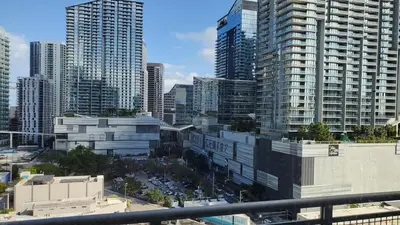 an aerial view of a city with tall buildings at Brickell Condo, with FREE parking in Miami