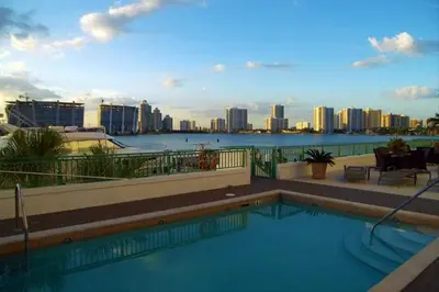 a swimming pool with a view of the city at Le Montcalm 303 STR-01919 in Sunny Isles Beach