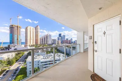 a balcony with a view of the city at Le Marina Bay PH4 STR-01484 in Sunny Isles Beach