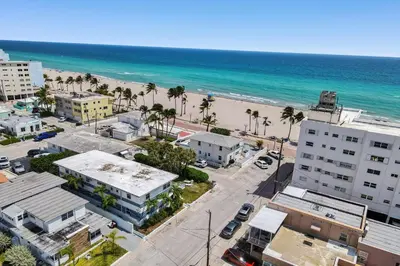 an aerial view of a city and the beach at Oceanfront Residence by Atlantikos in Hollywood