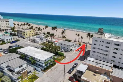 an aerial view of a city and the beach at Oceanfront Residence by Atlantikos in Hollywood