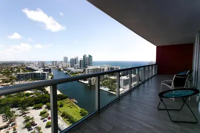 a balcony with a view of the ocean at Beachwalk Resort Residence in Hollywood