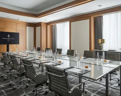 a large conference room with a long table and chairs at Four Seasons Hotel Miami in Miami