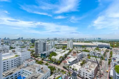 an aerial view of a city with tall buildings at Oceanview Private Condo at The Setai -2402 in Miami Beach