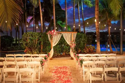 a set up for a wedding at the beach at DoubleTree Resort Hollywood Beach in Hollywood