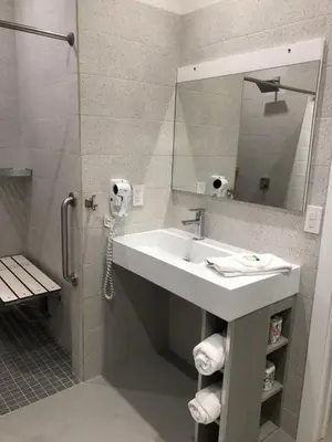 a bathroom with a sink and a mirror at Hotel Ponce de Leon in Miami