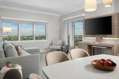 a living room with a couch and a table at Marriott's BeachPlace Towers in Fort Lauderdale