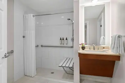 a bathroom with a sink and a shower at Marriott's BeachPlace Towers in Fort Lauderdale
