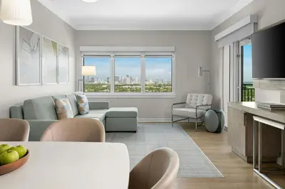 a living room with a couch and a table at Marriott's BeachPlace Towers in Fort Lauderdale