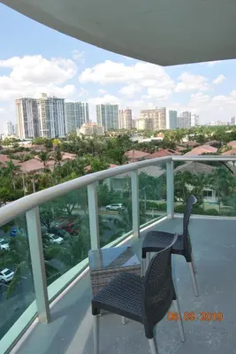 a balcony with a table and chairs on a balcony at Ocean Reserve Piso 7 STR-310 in Miami Beach