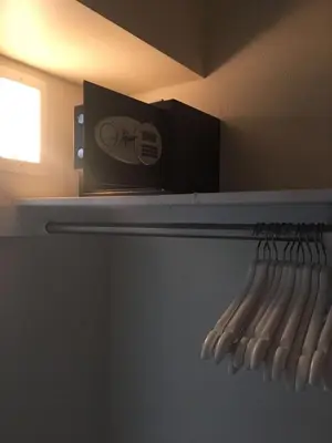 a box is sitting on top of a refrigerator at Ocean Reserve Piso 4 STR264 in Miami Beach