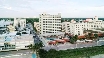 an aerial view of a city with tall buildings at Hollywood Beach Tower in Hollywood