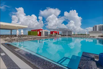 a swimming pool on the roof of a hotel at Global Rent Apart - Costa Hollywood in Hollywood