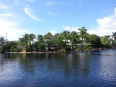 a body of water with palm trees in the background at The Cabanas Guesthouse & Spa - Gay Resort catering to Gay Men in Fort Lauderdale