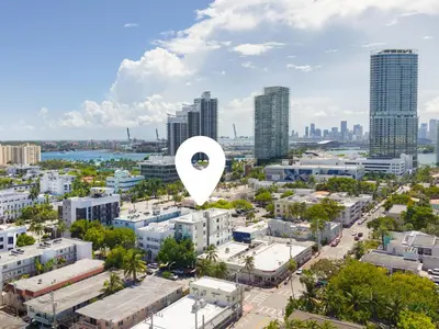 a map of a city with a city at MILLA South Beach in Miami Beach