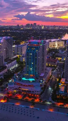 a view of a city at night at Beach House Fort Lauderdale, A Hilton Resort in Fort Lauderdale