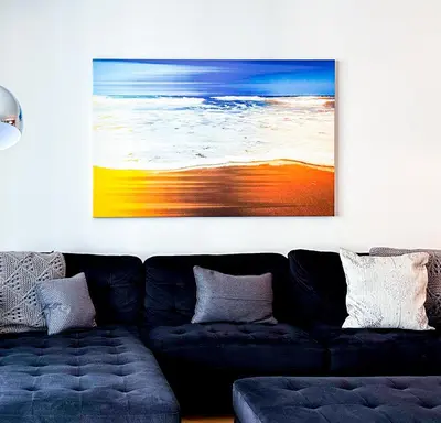 a living room with a couch and a painting on the wall at Top Stay Miami Platinum Brickell in Miami