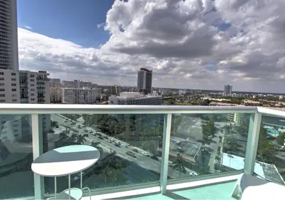 a balcony with a view of a city at Miami Hollywood Two Bedroom Penthouse With Intracoastal View 005-22bvic in Hollywood