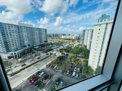 a view from a window of a city street with buildings at Miami Hollywood High Rise Condo 004-22bvic in Hollywood