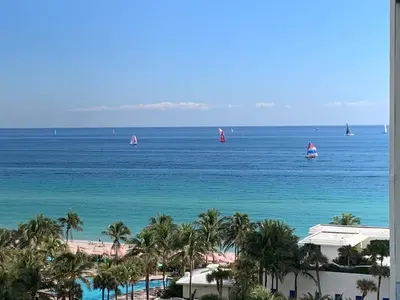 a view of the ocean with sailboats in the water at Miami Hollywood 2 Bedroom on the Beach 007-21mar in Hollywood
