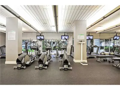 a gym with a lot of cardio equipment in it at Miami Hollywood Great Two Bedroom Apartment with Channel View 006-22bvic in Hollywood