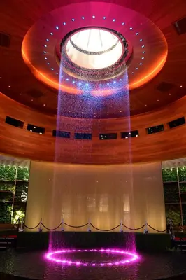 a large fountain in a building with a ceiling at The Guitar Hotel at Seminole Hard Rock Hotel & Casino in Fort Lauderdale