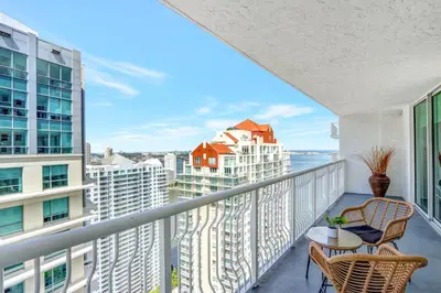 a balcony with a view of a city at Beautiful Apartments in Miami Brickell in Miami