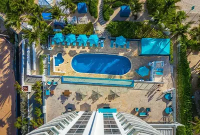 an overhead view of a swimming pool at a resort at Marenas Beach Resort in Miami Beach