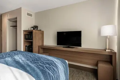 a hotel room with a bed and a flat screen tv at Comfort Inn & Suites Downtown Brickell-Port of Miami in Miami