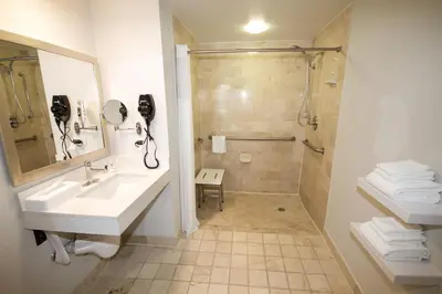 a bathroom with a sink and a shower at Comfort Inn & Suites Downtown Brickell-Port of Miami in Miami