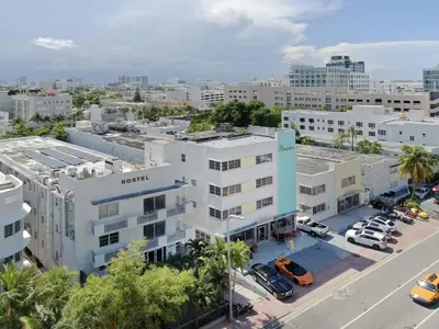 an aerial view of a city with buildings at Ocean Beach Suites in Miami Beach