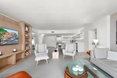 a living room with a couch and a table at Oceanfront Private Condo at 1 Hotel & Homes -1219 in Miami Beach
