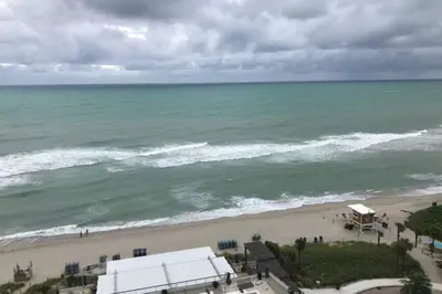 an aerial view of a beach and the ocean at Hollywood Beach luxury condo-HBH in Hollywood