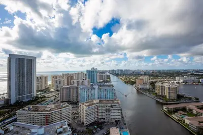 a view of a city with a river and buildings at Hyde Beach House Luxury Condo-Resort 2808 condo in Hollywood Beach