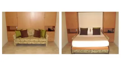 two pictures of a bedroom with a bed and a couch at Westover Arms Hotel in Miami Beach