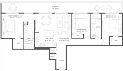 a floor plan of a house at Family 3 bedroom Hyde Beach House Miami 22th floor in Hallandale Beach