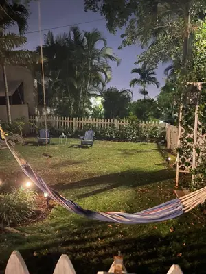 a hammock in the yard of a house at Ne Miami Cottage in Miami