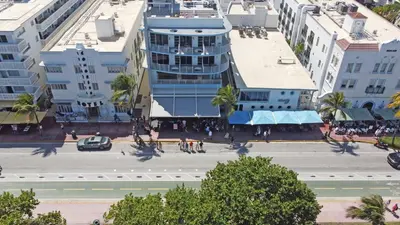 an aerial view of a city street with buildings at Deluxe apartments at the Congress in Miami Beach
